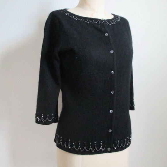 Vintage Black Beaded Cardigan - Picture 5 of 7